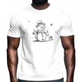 thumbnail image 2 of Camisetas gráficas vintage de manga corta con diseño de muñeco de nieve navideño para hombre, 2 of 8