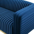 thumbnail image 5 of Tufted Sofa, Velvet, Blue Navy, Modern Contemporary Urban Design, Living Lounge Room Hotel Lobby Hospitality, 5 of 9