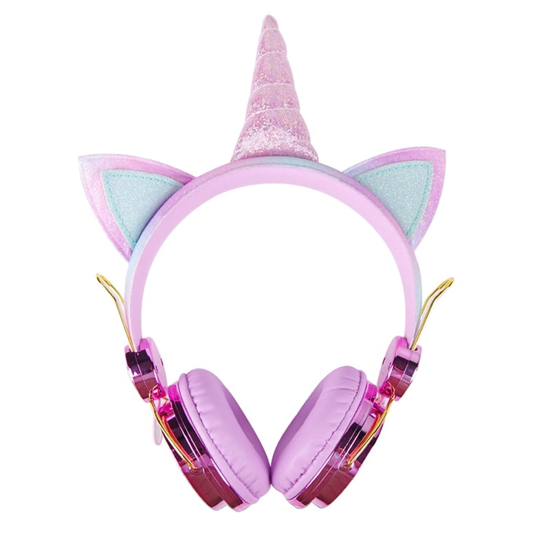 Fany Unicorn Kids Wired Headphones for Girls Children Teens Foldable