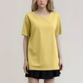 thumbnail image 2 of T-Shirt Uni à Manches Courtes à Col Rond pour Femme Grande Taille - Incontournable Polyvalente de la Garde-Robe, 2 of 5