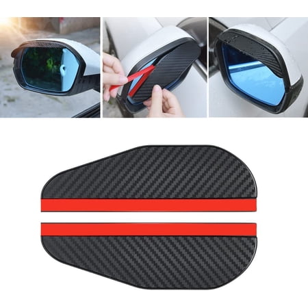 2pcs Car Rear View Mirror Rain Visor Guard, Imitation Carbon Fiber Texture Rearview Side Mirror Rain Eyebrow, Flexible Rearview Mirror Visor Guard, for Most Car, Truck and SUV (7.2" x 2.3")