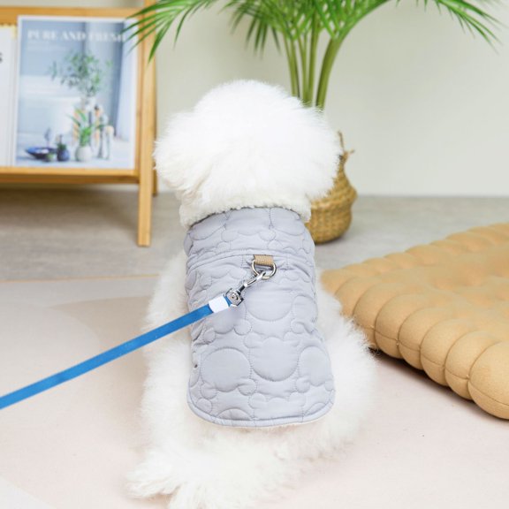 2022 Leg Solid Color Small And Medium Dog Cotton Clothes Nini Textile Quilted And Embroidered Dog Clothes Shu Cotton Fleece Cloth Pet Dog Clothes grey L