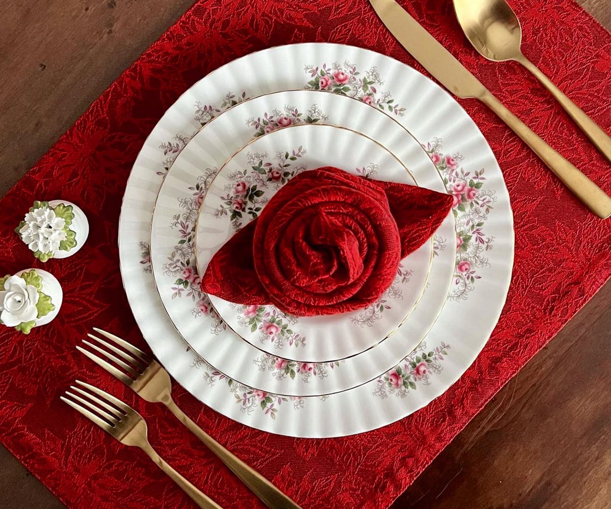 Cloth Dinner Napkins Set Of 8 Cotton Red & White Plaid, Bella Lux