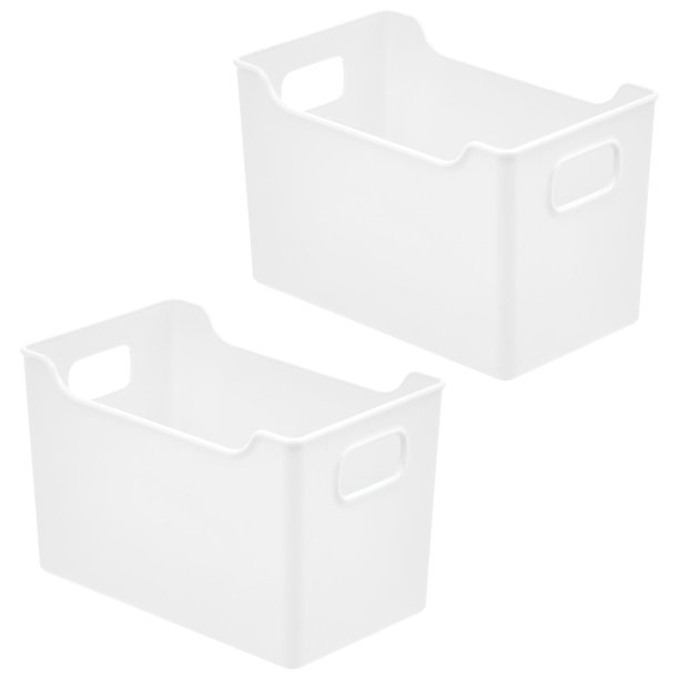 mDesign Deep Plastic Kitchen Storage Container Bins with Handles for
