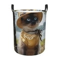 thumbnail image 1 of Balery Cat In Sun Hat Cesta de ropa redonda con asas, impermeable, independiente, para ropa, juguetes, dormitorio y familia-Medium, 1 of 6