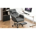 thumbnail image 3 of 155° Reclining Office Chair, Lumbar And Support, Tan Leather Upholstery, Comfortable Footrest, Foam Seat, American Traditional, Wide Back Cushion Swivel Ergonomic Reclining, Leather, European Style,, 3 of 7