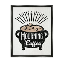 Stupell Industries Mourning Coffee Cauldron Holiday Painting Black Floater Framed Canvas Art Print Wall Art, 17 x 21