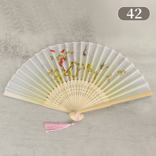 Abanico plegable antiguo manualidad para regalo, dos abanicos de baile Hanfu japoneses verdes, abanico de seda portátil, abanico femenino