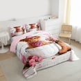 thumbnail image 3 of Homewish 3D Highland Cattle Queen Comforter Set, Pink Flower Floral Bedding Sets, Western Cowgirl Boot Reversible Bedding Comforter Set, Lightweight Room Decor, 3 Pieces, 3 of 8