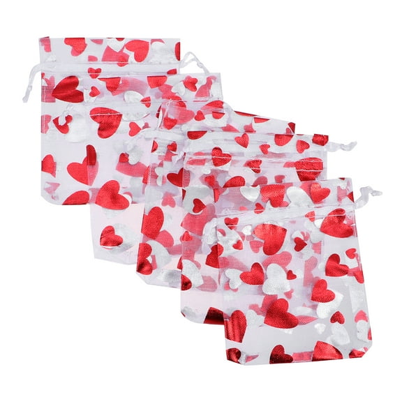 50 Pcs Heart Pattern Wedding Bags Valentine Day Drawstring Pouch Gift Candy Baby