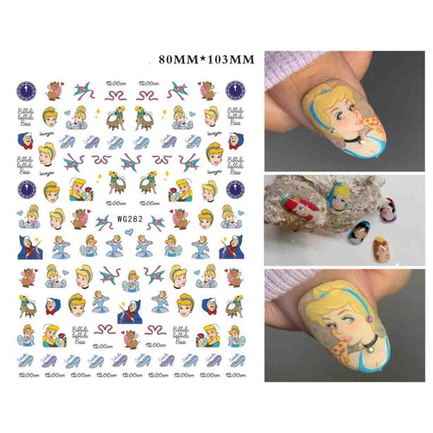 1PCS Disney Cartoon Anime Mickey Mouse Princess Cartoon Nail Sticker Snow White Donald Duck Nail Decoration Repair Decal Gao Jinjia LED