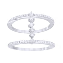 AFFY White Natural Diamond Bridge Double Ring in 10k White Gold