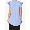 thumbnail image 2 of TheMogan Women's S~3X Ruffle Flutter Sleeve Split Neck Hi Low Hem Relaxed Blouse Top, 2 of 7