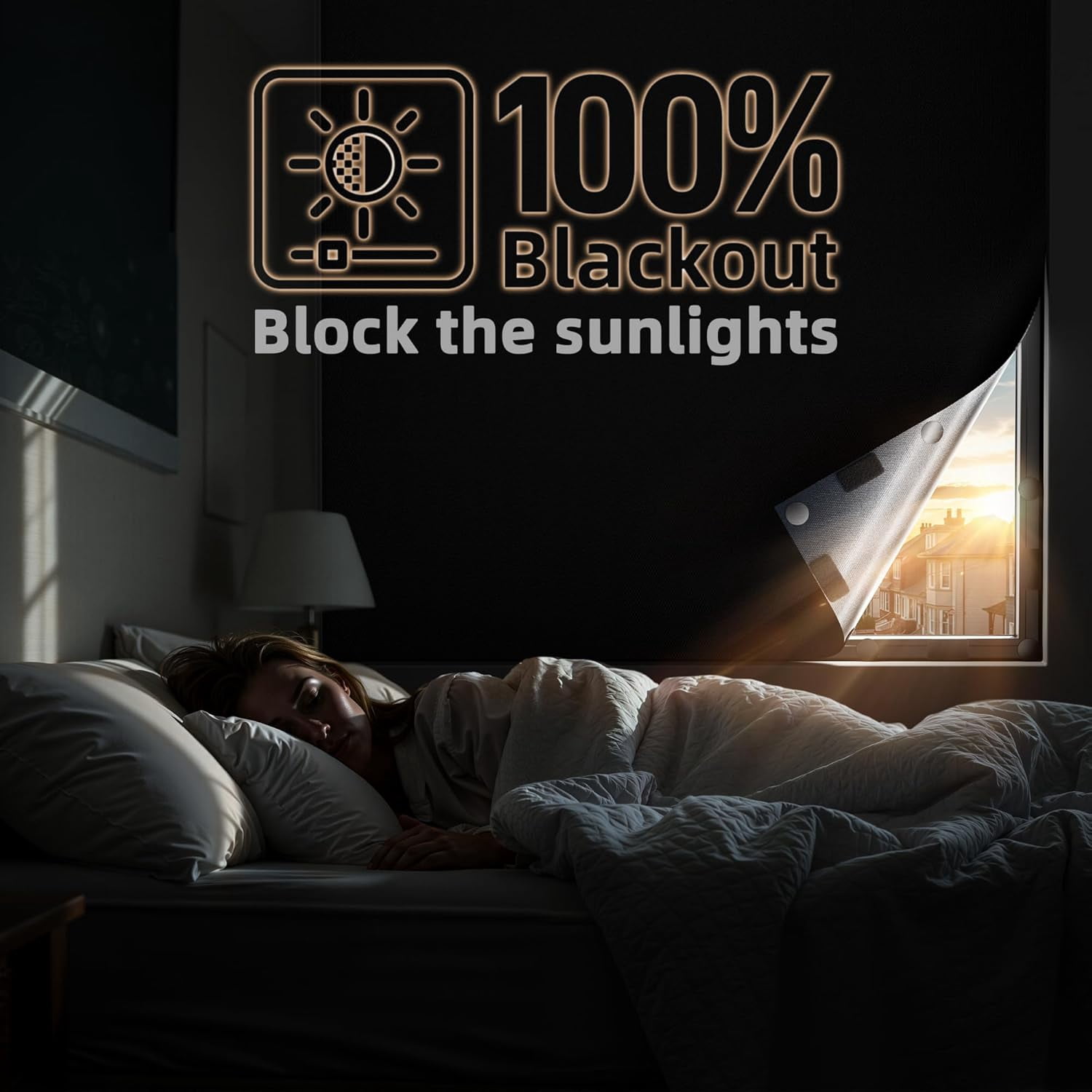Magnetic Blackout Window Cover 40" x 58" Portable Blackout Curtains for Bedroom, Temporary Black Out Shades Window Privacy Film No Drill Black Out Blinds for Media RoomTravel Skylight - Blacks