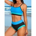 thumbnail image 5 of Attraco Women High Waisted Bikini Sets Sporty Color Block Two Piece Swimsuit Scoop Neck Bathing Suits Shoulder Straps Swimwear, 5 of 7