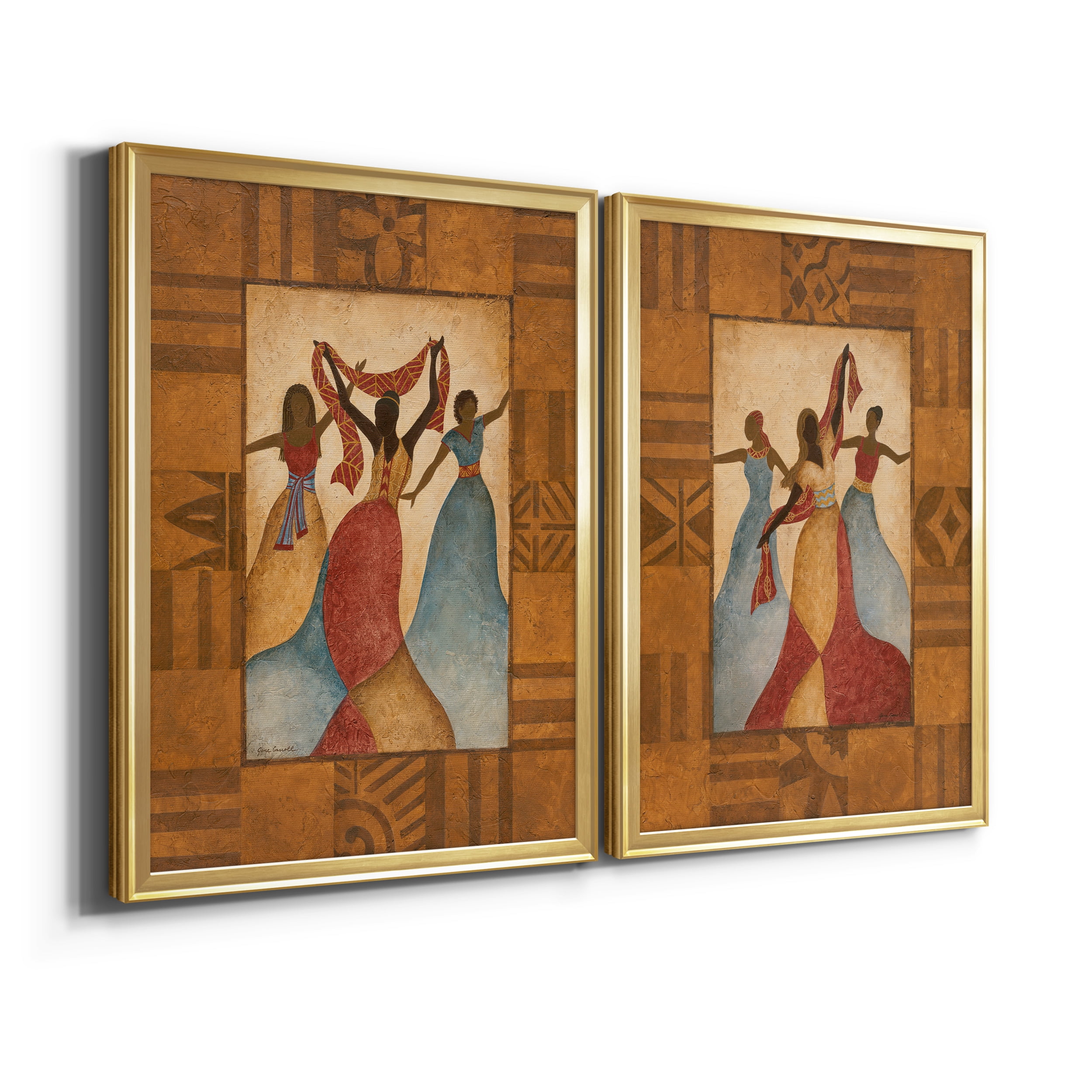 2 Piece Set Rhythm Premium Framed Canvas - Ready to Hang - 22.5 x 30.5 Each - Gold Frame