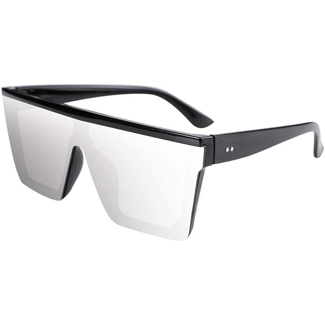 FEISEDY Women Men Flat Top Shield Sunglasses Oversized Square Rimless Shades UV400 B2470