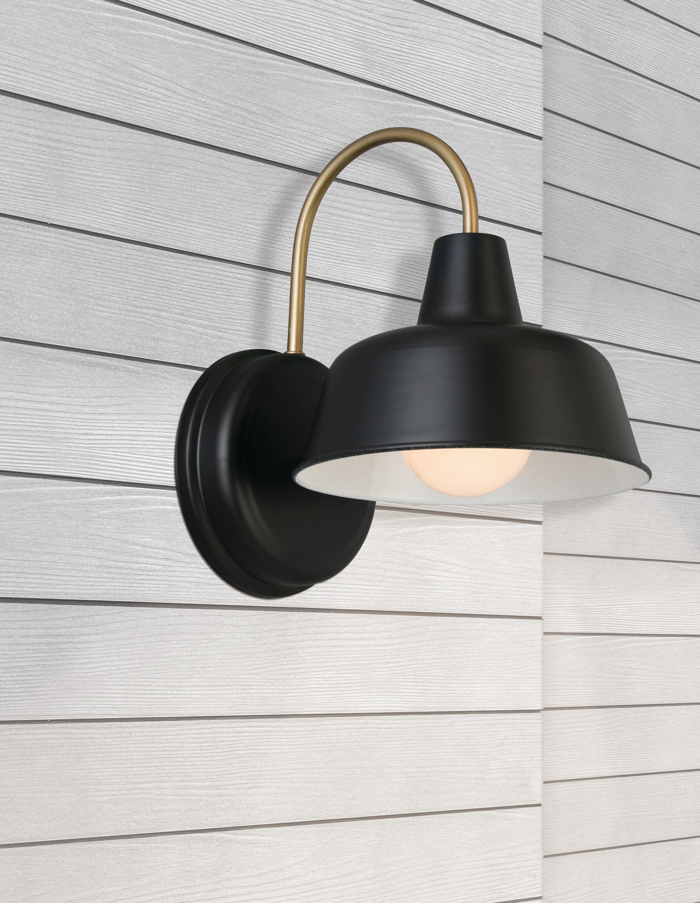 Mason Barn Light Indoor/Outdoor Wall Mount Modern Industrial Farmhouse  Design House Wall Light for Patio, Garage, Bathroom, Office, Kitchen,  8-Inch, Matte Black and Gold, 588285