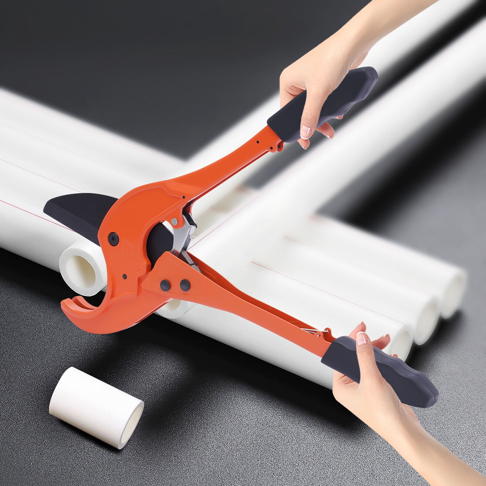 Miumaeov PVC Pipe Tube Cutter Heavy Ratchet Pipe Cutters with Removable SK5 Blade Pipe Cutter