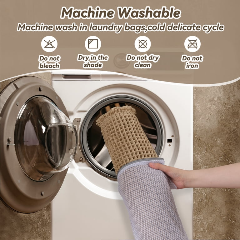 SIXHOME 17x24 Waffle Bath Mat with Tassels, Brown photo 5