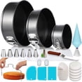thumbnail image 1 of Set Completo de 100 Piezas para Hornear y Decorar Pasteles: 3 Moldes Springform Antiadherentes (4, 7, 8 Pulgadas), Boquillas, Nivelador y eBook, 1 of 5