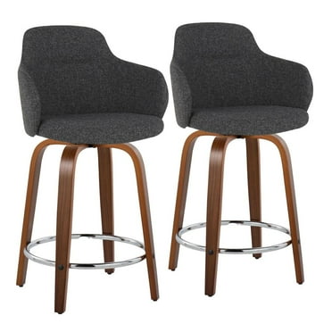LumiSource Brown Boyne 24" Fixed-Height Counter Stool - Set of 2