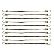 Latex Mini Rope Luggage Rope 25cm Adjustable Bungee Cords with Metal Buckle Black 10pcs