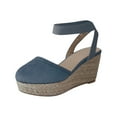 thumbnail image 2 of EQWLJWE Comfortable Sandals for Women Dressy Summer Sandal Comfortable Closed Toe Walking Flat Sandal Non Slip Straw Woven Flats for Dance Performance, 2 of 4