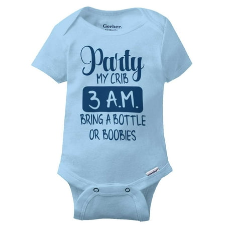 

Brisco Brands Party My Crib Bottle Boobies Funny Unisex Baby Bodysuits