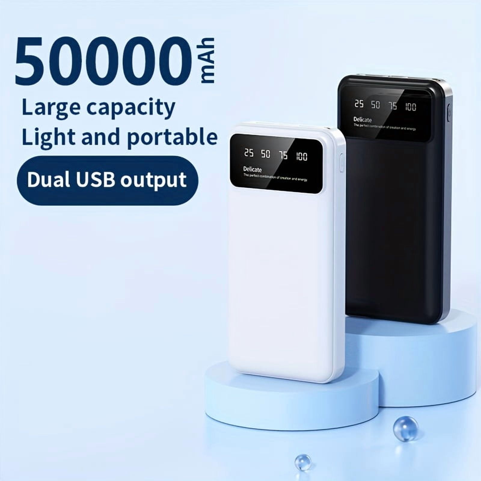 50000mAh Power Bank with LED Display & Flashlight, Portable Charger for Phone Android Devices, Outdoor Emergency Mobile Battery