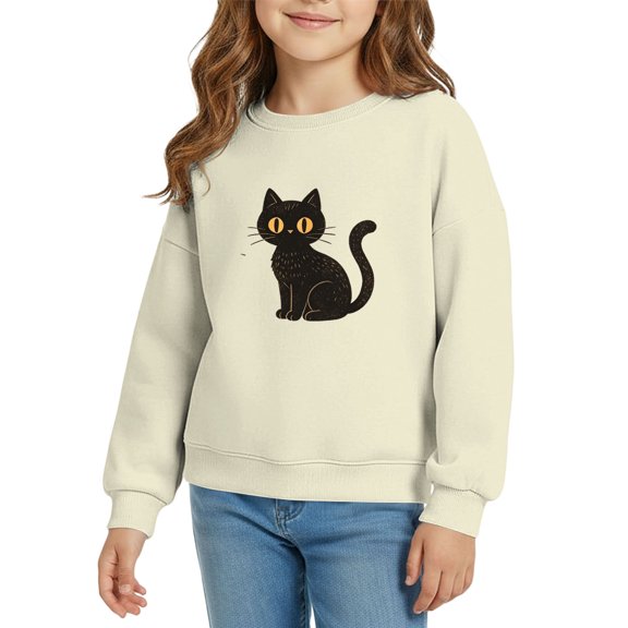 EnJoCho Girls Crewneck Sweatshirt, Long Sleeve Soft Fleece Cute Printed, Oversized Pullover Top for Halloween Back-to-School Daily Playground Casual Outfits