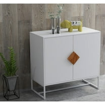 ASTARTH Storage Sideboard Cabinet White Modern 2 Doors Kitchen Buffet Cabinet Television Tables Entryway Cupboard Furniture with Solid Wood Square Handles and Metal Legs