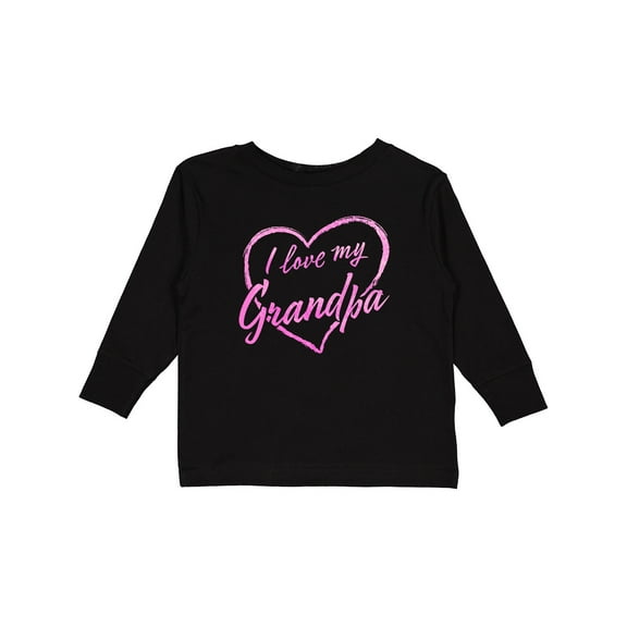 Inktastic I Love My Grandpa in Pink Chalk Heart Boys or Girls Long Sleeve Toddler T-Shirt