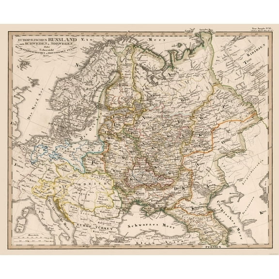 Historic Map - Russia European - 1833 - 27.74 x 23 - Vintage Wall Art