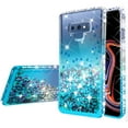 thumbnail image 3 of Compatible for Samsung Galaxy Note 9 Case, with [Temper Glass Screen Protector] SOGA Diamond Glitter Liquid Quicksand Cover Cute Girl Women Phone Case [Clear/Teal], 3 of 5