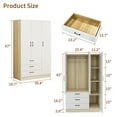 thumbnail image 2 of GraceGrove Wooden Armoire Wardrobe Closet with 3 Doors, 67" High Bedroom Wardrobe Closet with 3 Closet Drawers, Clothes Cabinet Closet Wardrobe for Bedroom with Hanging Rod, Armoires and Wardrobes, 2 of 7