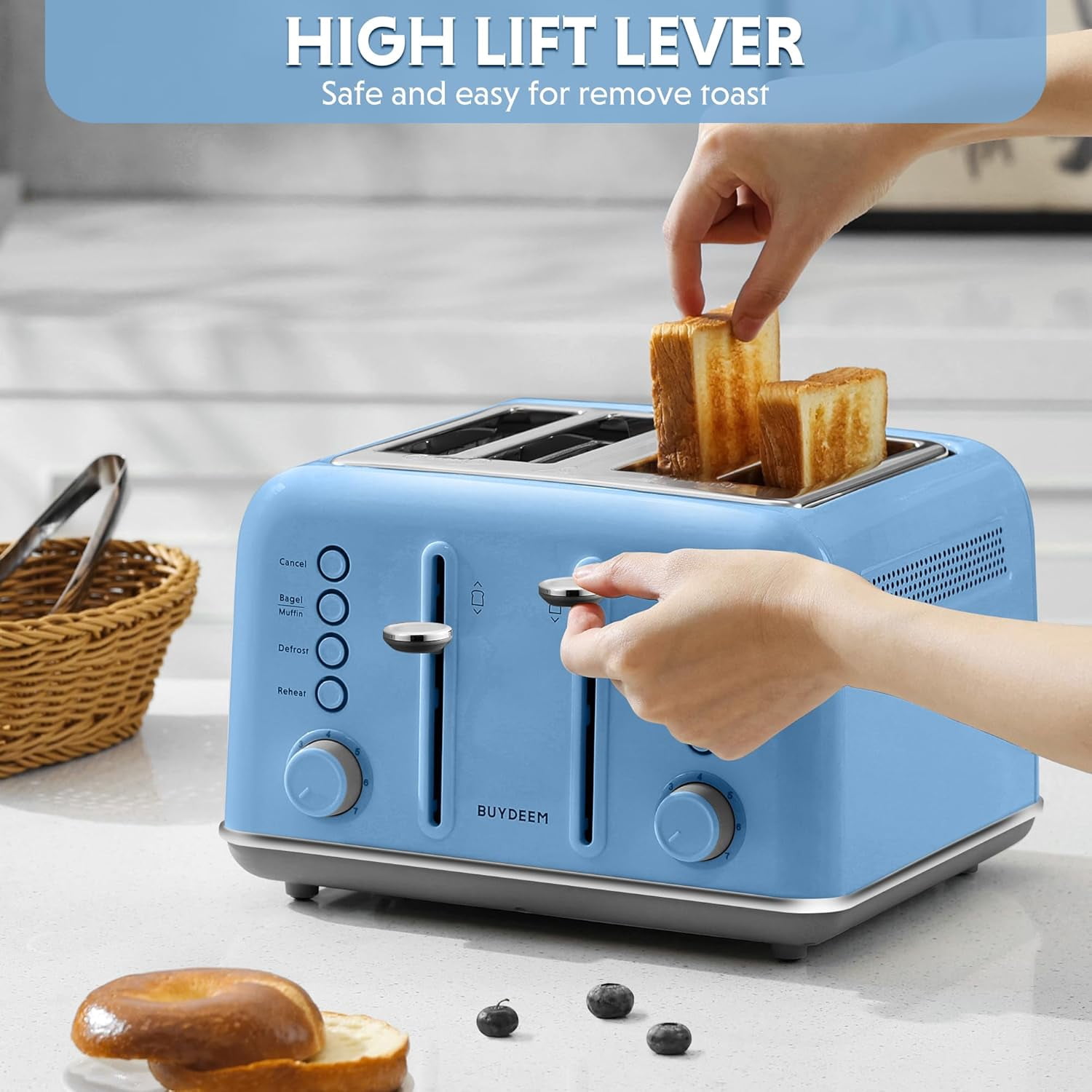 DT620 2-Slice Toaster, Extra Wide Slots, Retro Stainless Steel with High Lift Lever, Bagel and Muffin Function, Removal Crumb Tray, 7-Shade Settings,Mellow Yellow