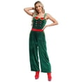 thumbnail image 2 of iEFiEL Women Christmas Overalls Jumpsuit Mrs Santa Claus Costume Sleeveless Wide Leg Pants Rompers for Xmas Party Green XL, 2 of 7
