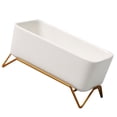 thumbnail image 2 of Rectangular Flowerpot Ceramic Iron Base Planter Delicate Flower Pot Creative Succulent Pots for Home Garden Office Shop, 2 of 8