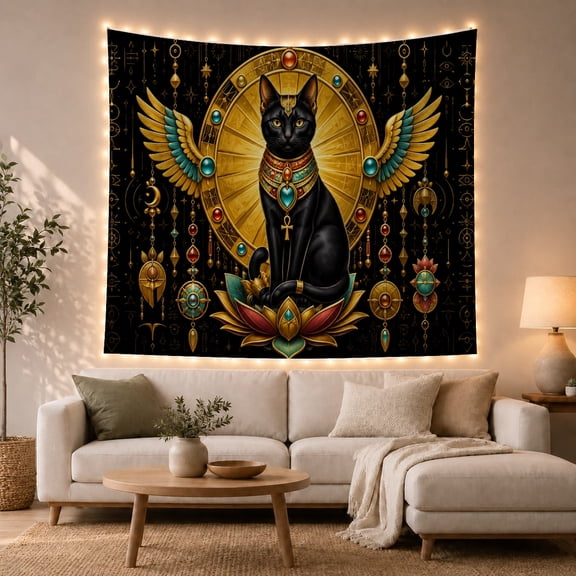 Cats Seeing Regal with Upright Seated Pose Facing, Playful Fantasy for Cat Lovers, Cat Wall Art, Mother'S Day Gift, Tapestry Wall Hanging for Bedroom, Living Room and Dorm
