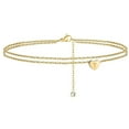 thumbnail image 1 of Fiudx Pulseras de Playa con Inicial de Corazón para Mujer (2022), Delicadas Tobilleras En Capas Bañadas En Oro de 14 Quilates, con Inicial de Letra y Corazón, Joyería de Playa., 1 of 2
