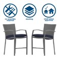 thumbnail image 3 of COSCO Outdoor Living 3 Piece High Top Bistro Lakewood Ranch Steel Woven Wicker Patio Balcony Furniture Set with Cushions, Navy, 3 of 16