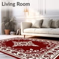 thumbnail image 2 of ODIKA 5'x7' Machine Washable Non-Slip Area Rug, Heritage Floral Damask with Elaborate Curvilinear Motifs High Traffic Rug, Red, 570614, 2 of 7