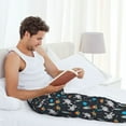 thumbnail image 4 of Uemuo Space Pattern Men's Wide Leg Palazzo Lounge Pants with Pockets Light Weight Loose Comfy Casual Pajama Pants-Small, 4 of 9