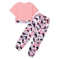 thumbnail image 4 of Usaibhir Girl Outfits Short Sleeve Printed Crop Tops + Camouflage Pants 2pcs Summer Clothes Set 7-14T, 4 of 12
