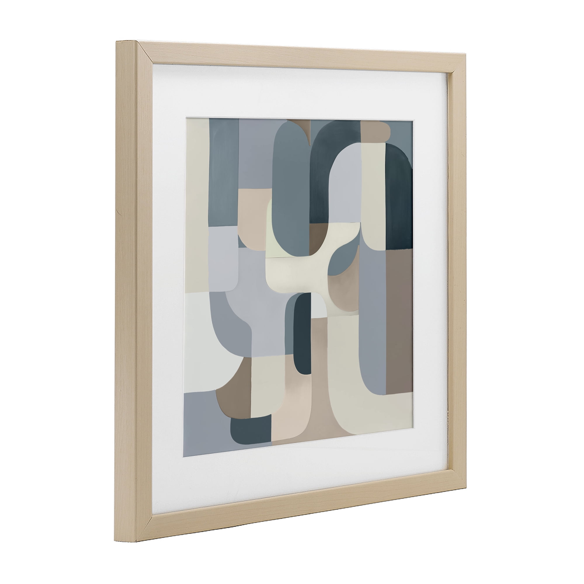 Stupell Industries Bauhaus Blue Curves Birch Framed Print Under Glass, design by Annabelle Hall
