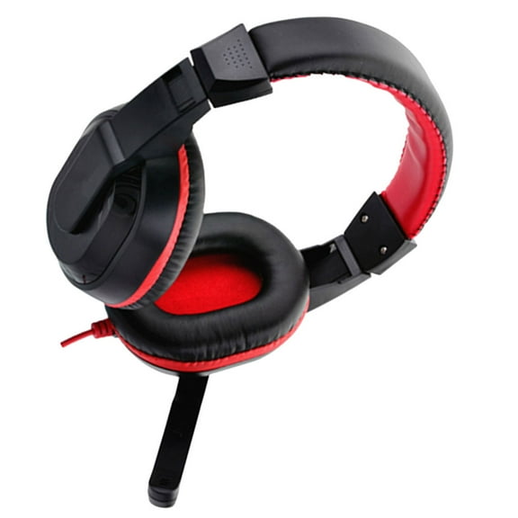 FRCOLOR Adjustable Headphone Game Headphones Stereo Headset Noise-canceling Stereo with Mic Wired for PC Laptop (Red)