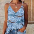 thumbnail image 4 of ICHUANYI Clearance Women's Summer Casual Sleeveless Blouse V Neck Tops T-Shirt Vest For Women(Blue, S) ICHUANYI WER2023080802716, 4 of 6