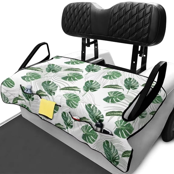 Bulopur Palm Tree Golf Cart Seat Covers for 2-Person Seats Washable Golf Cart Towel Seat Covers with 4 Front Pockets& Nonskid Bottom Gift for Friends