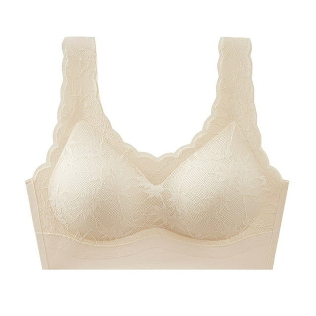 Gibobby Sujetador de copa de fijo con anillo de transpirable y cómodo de verano para mujer Sujetadores para mujer(Caqui,3XL)